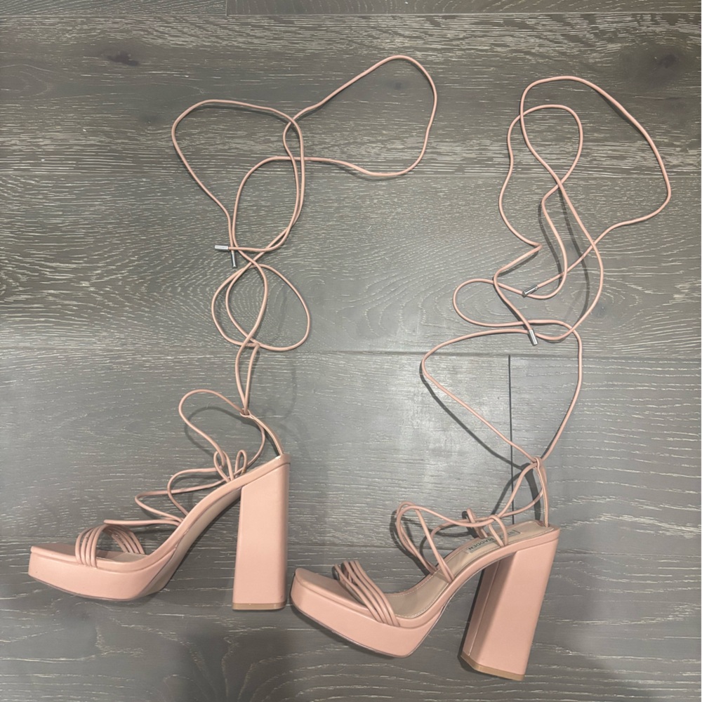 steve madden Elegant Pink Lace-Up Heels